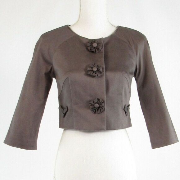 Baraschi gray 3/4 sleeve bolero jacket 2 - Picture 1 of 8
